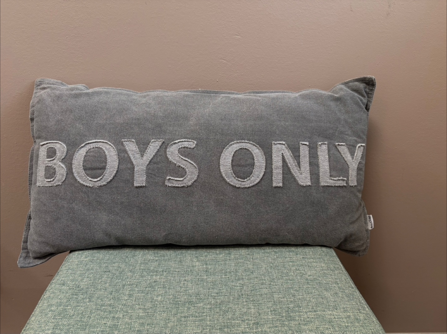 Grey "Boys Only" Decorative Throw Pillow