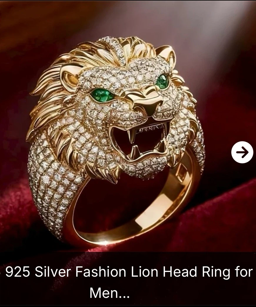 Men's Lion Head Ring - 925 Silver - photo 4