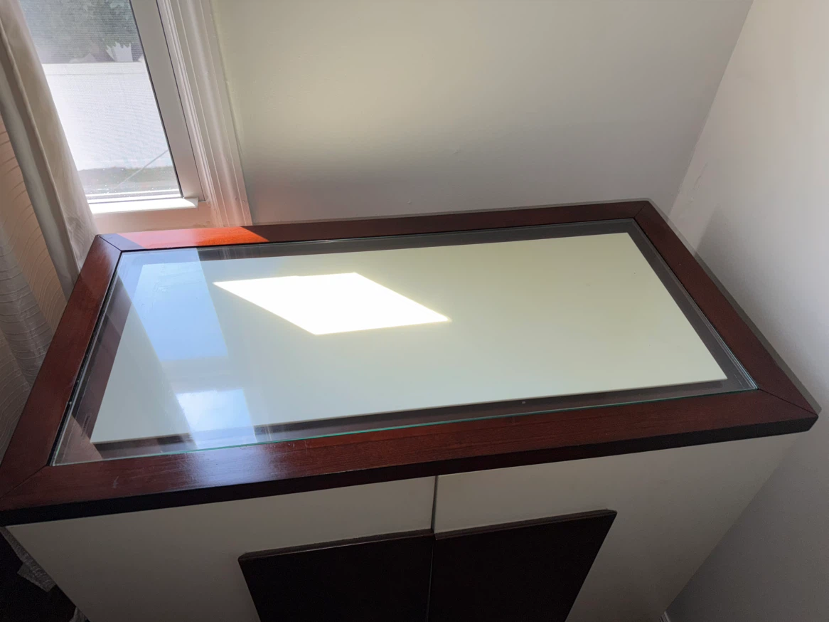 Wooden Bar Cabinet with Glass Top - photo 2