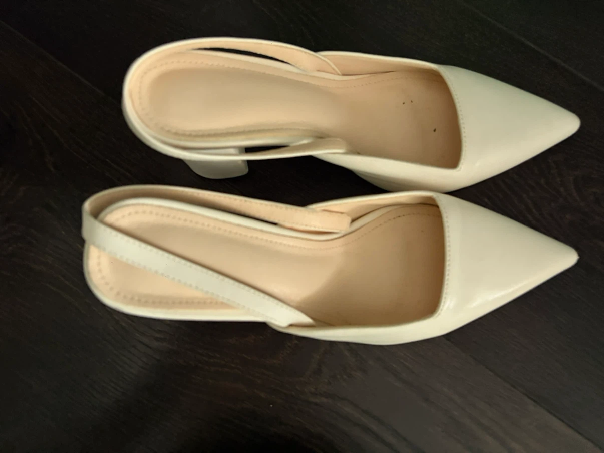 Women's White Slingback Block Heels