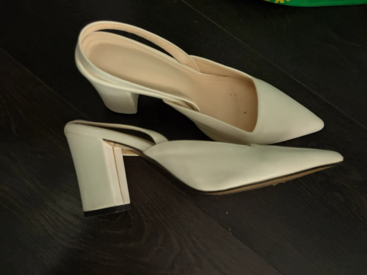 Women's White Slingback Block Heels - photo 2