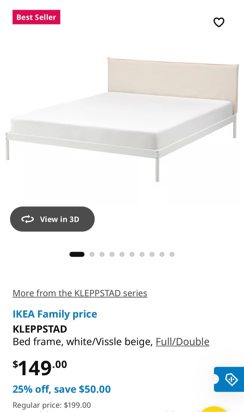 IKEA KLEPPSTAD Bed Frame + VESSTERÖY Mattress (Full/Double) - photo 5