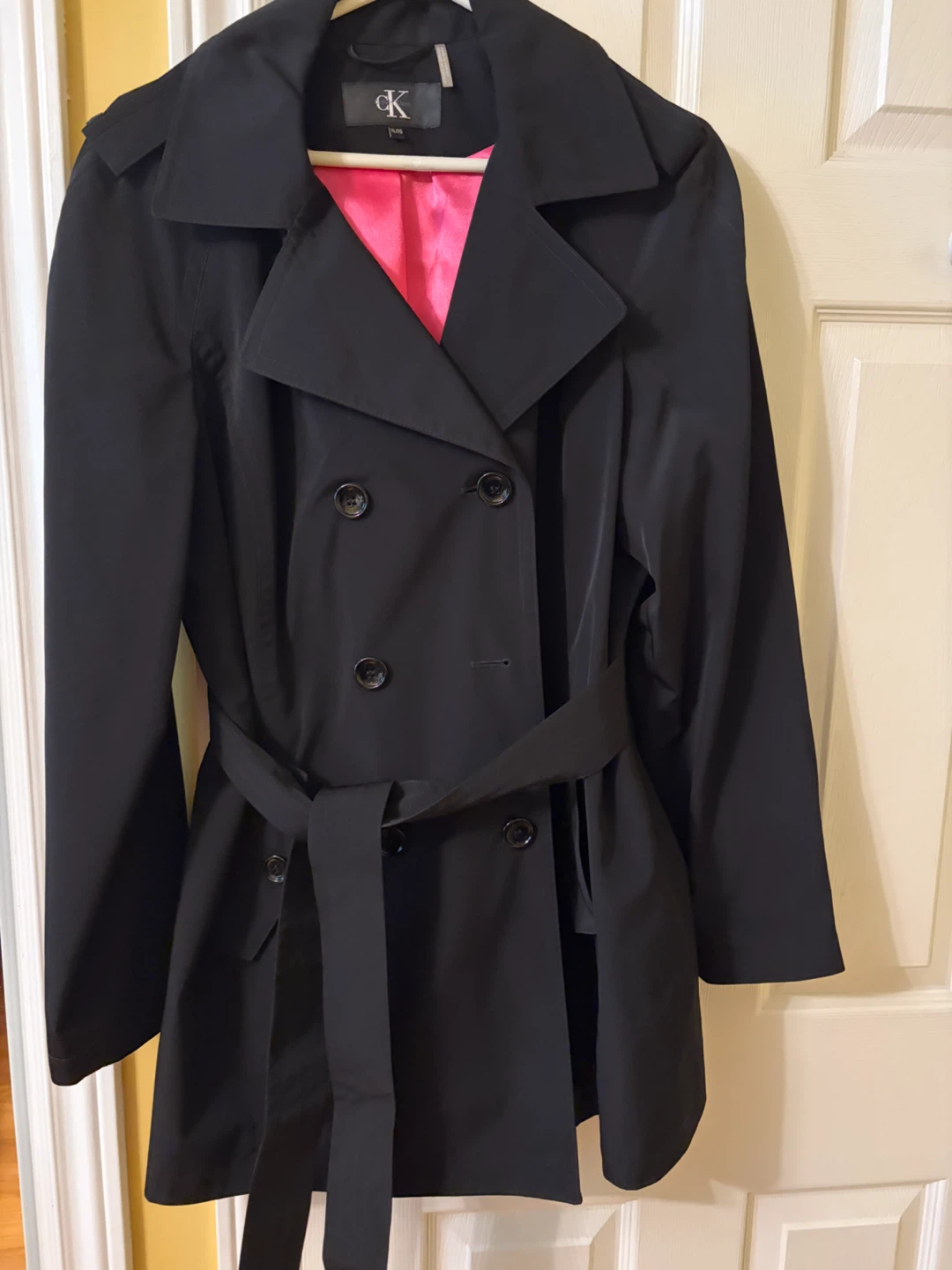 Calvin Klein Black Trench Coat XL