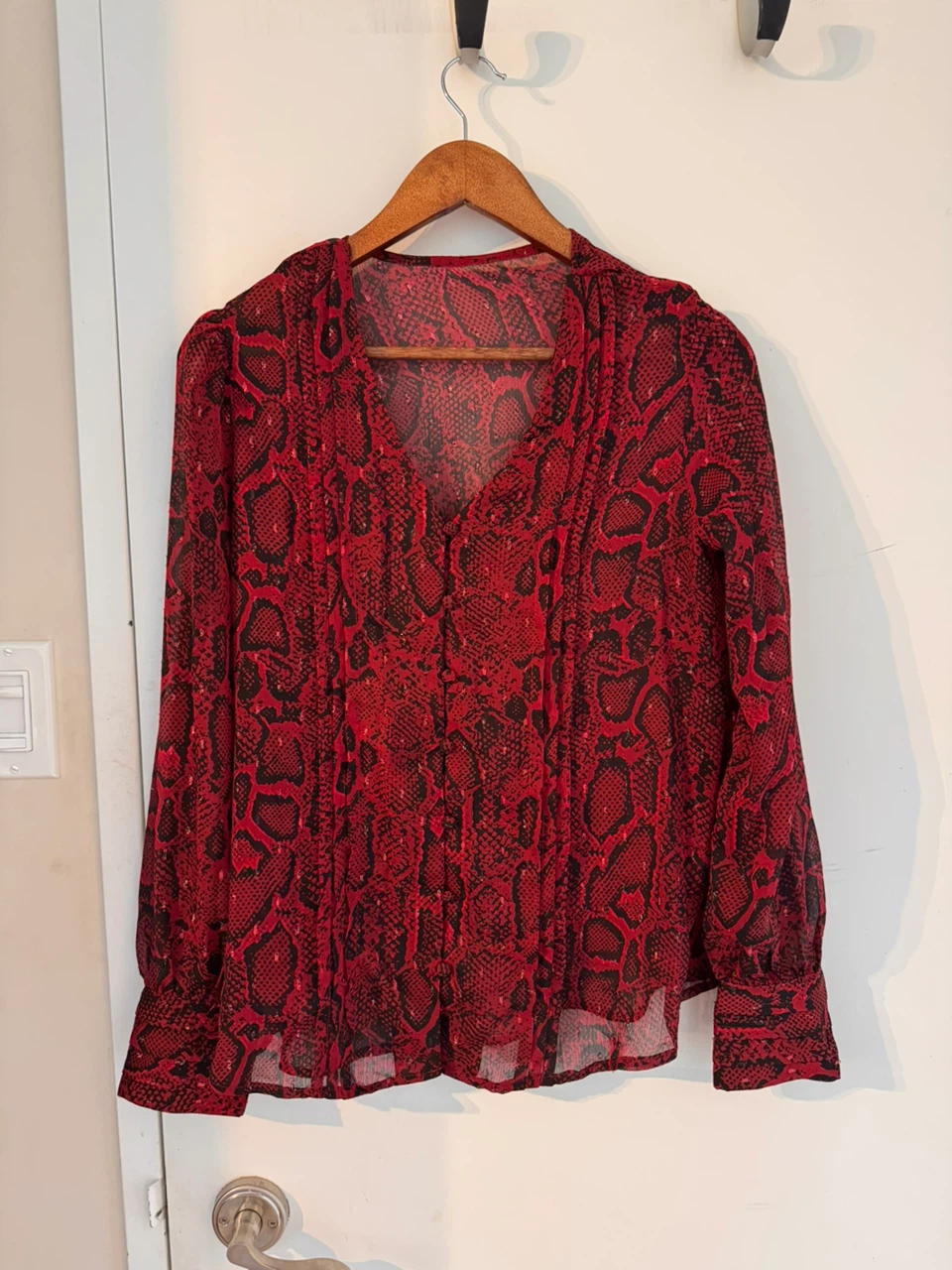 Red snakeskin print blouse