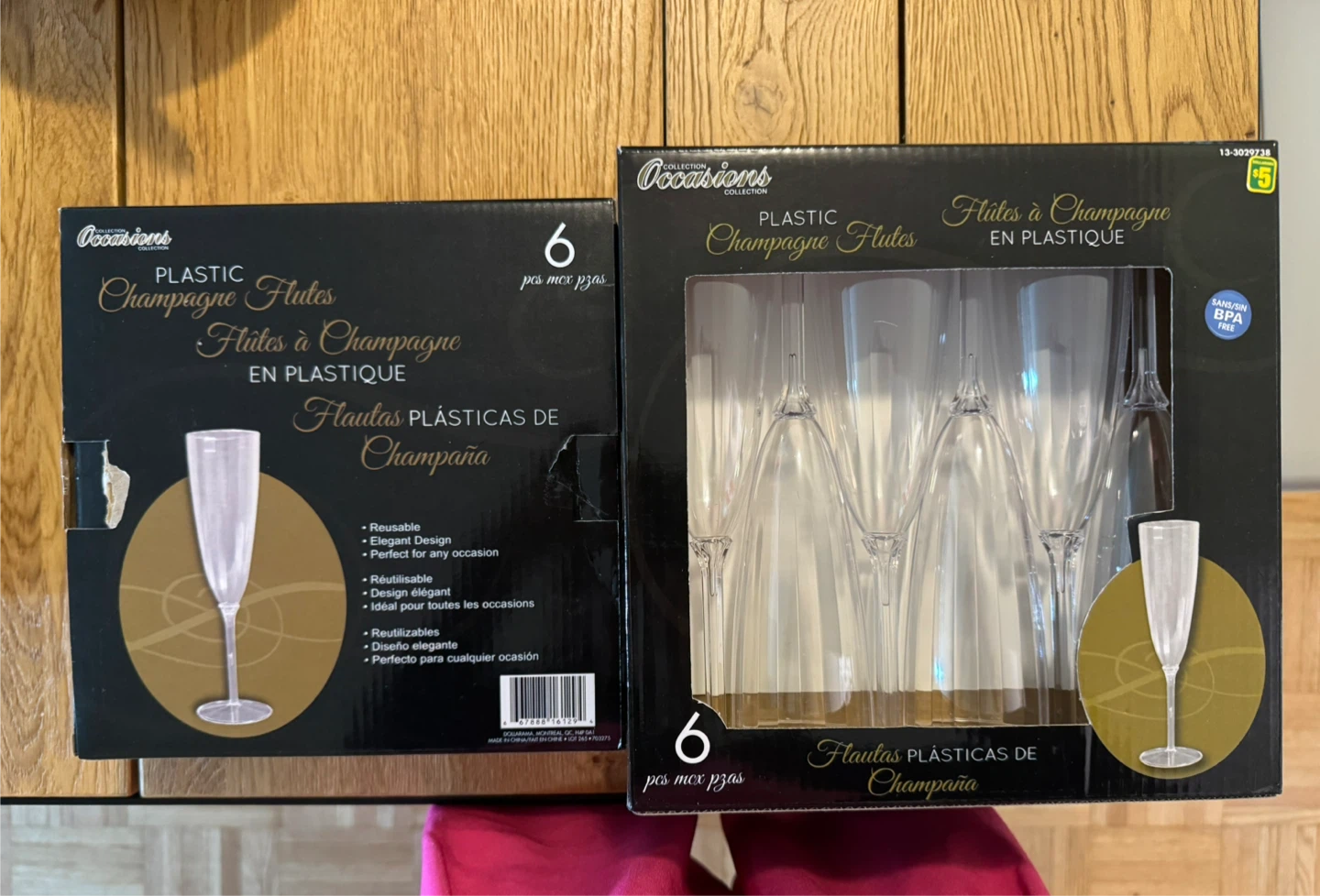 3 boxes of 6 reusable plastic Champagne Flutes