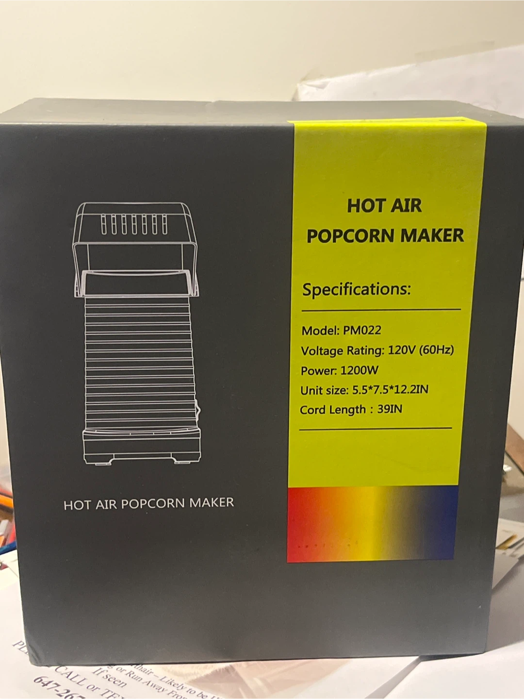 Hot air popcorn maker
