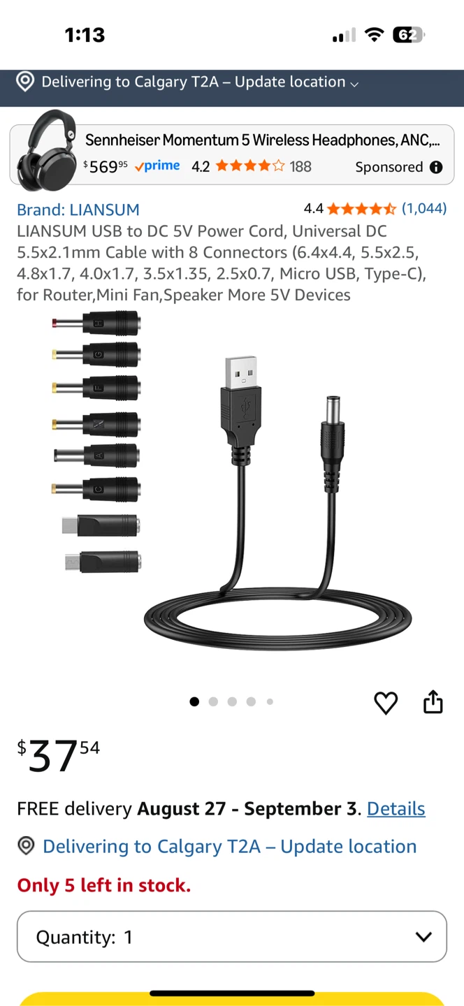 LIANSUM USB to DC 5V Power Cord with 10  Connectors - photo 3
