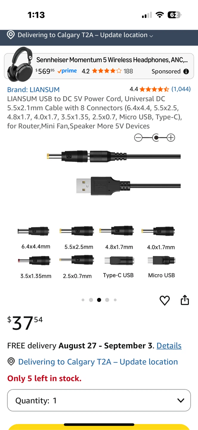 LIANSUM USB to DC 5V Power Cord with 10  Connectors - photo 4