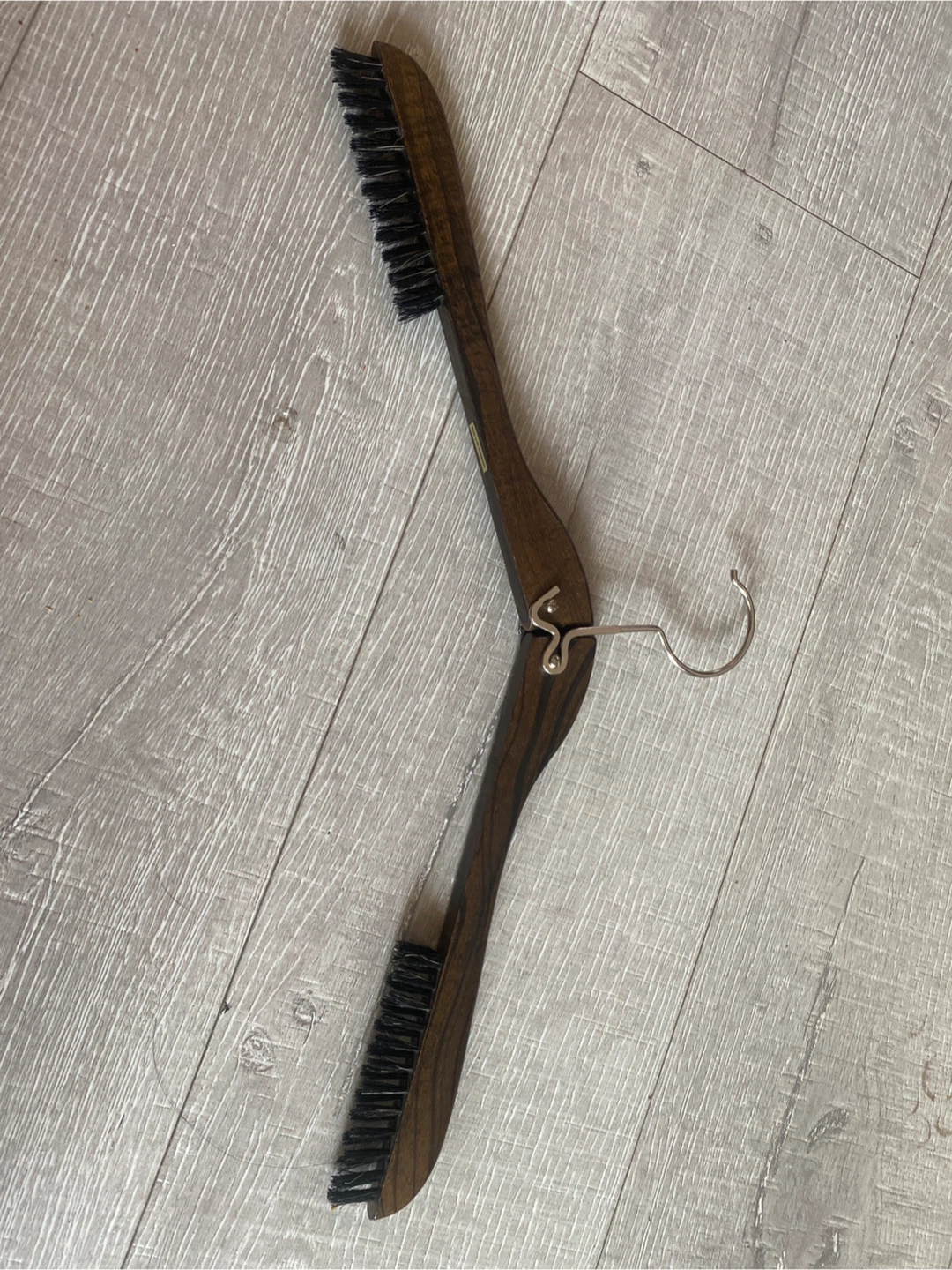 Vintage Collapsible Wooden Clothes Brush with Hanger