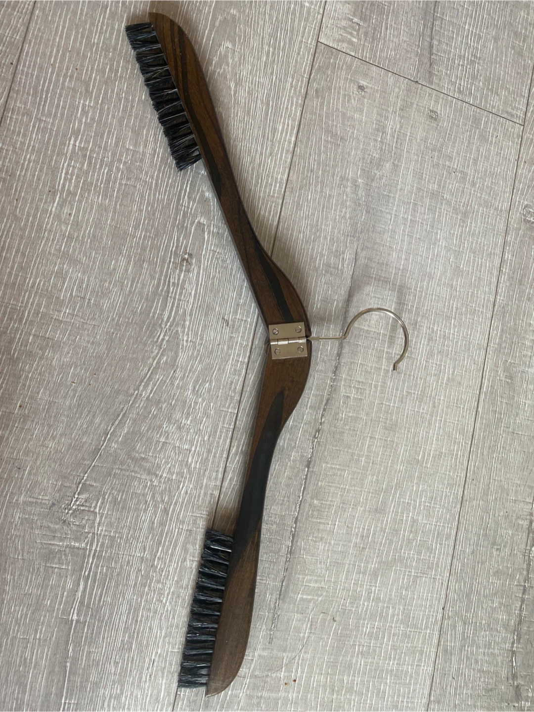 Vintage Collapsible Wooden Clothes Brush with Hanger - photo 2