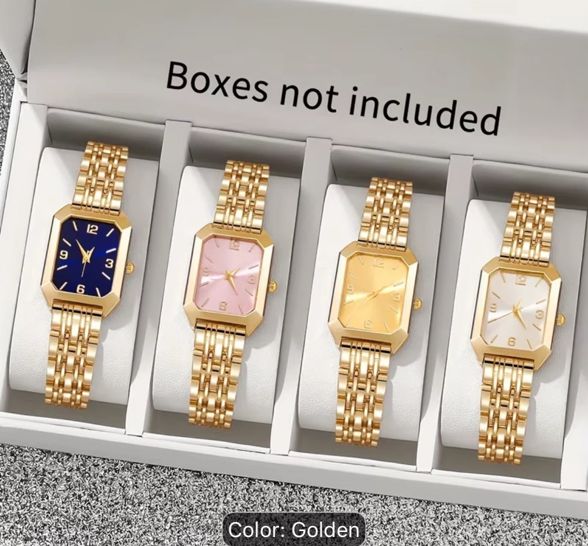 Gold Rectangular Face Watch