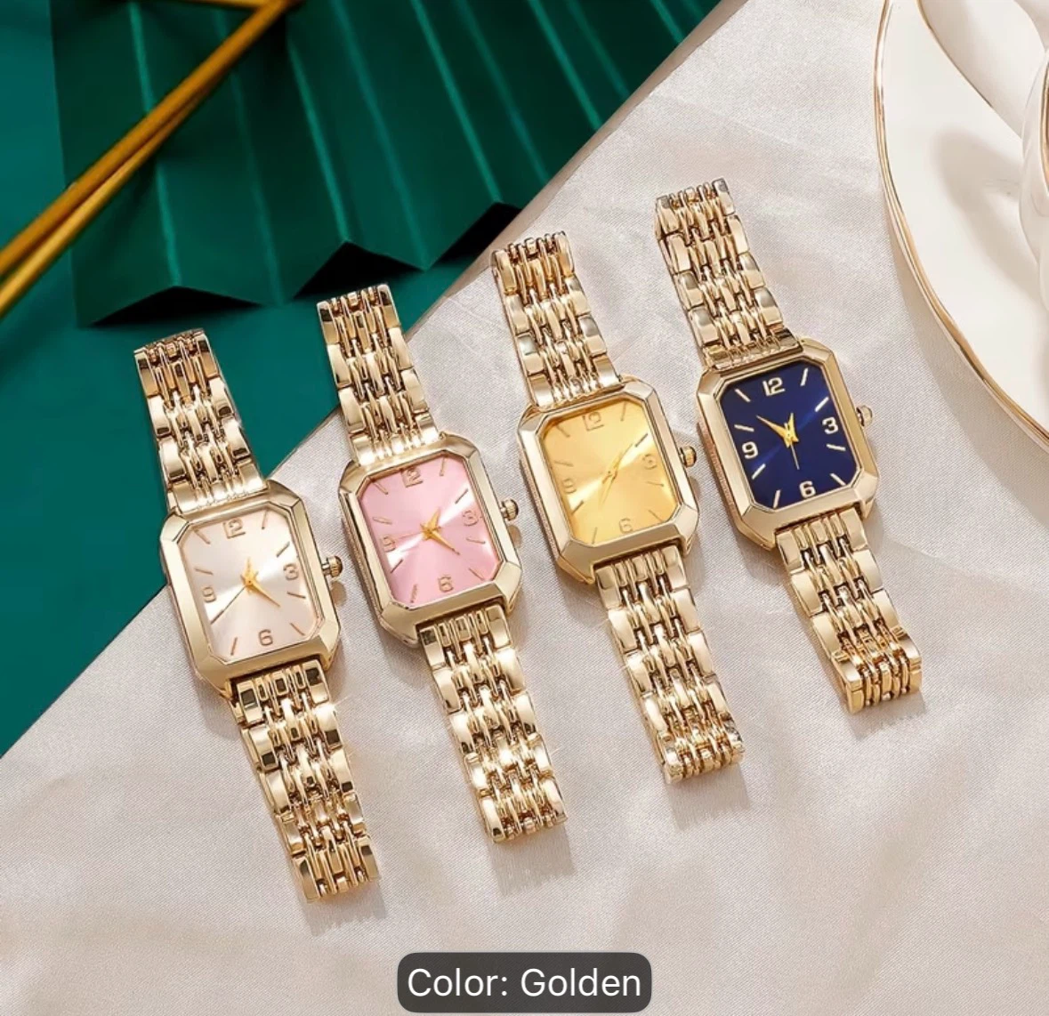 Gold Rectangular Face Watch - photo 2