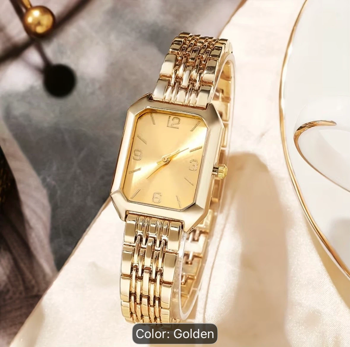 Gold Rectangular Face Watch - photo 4