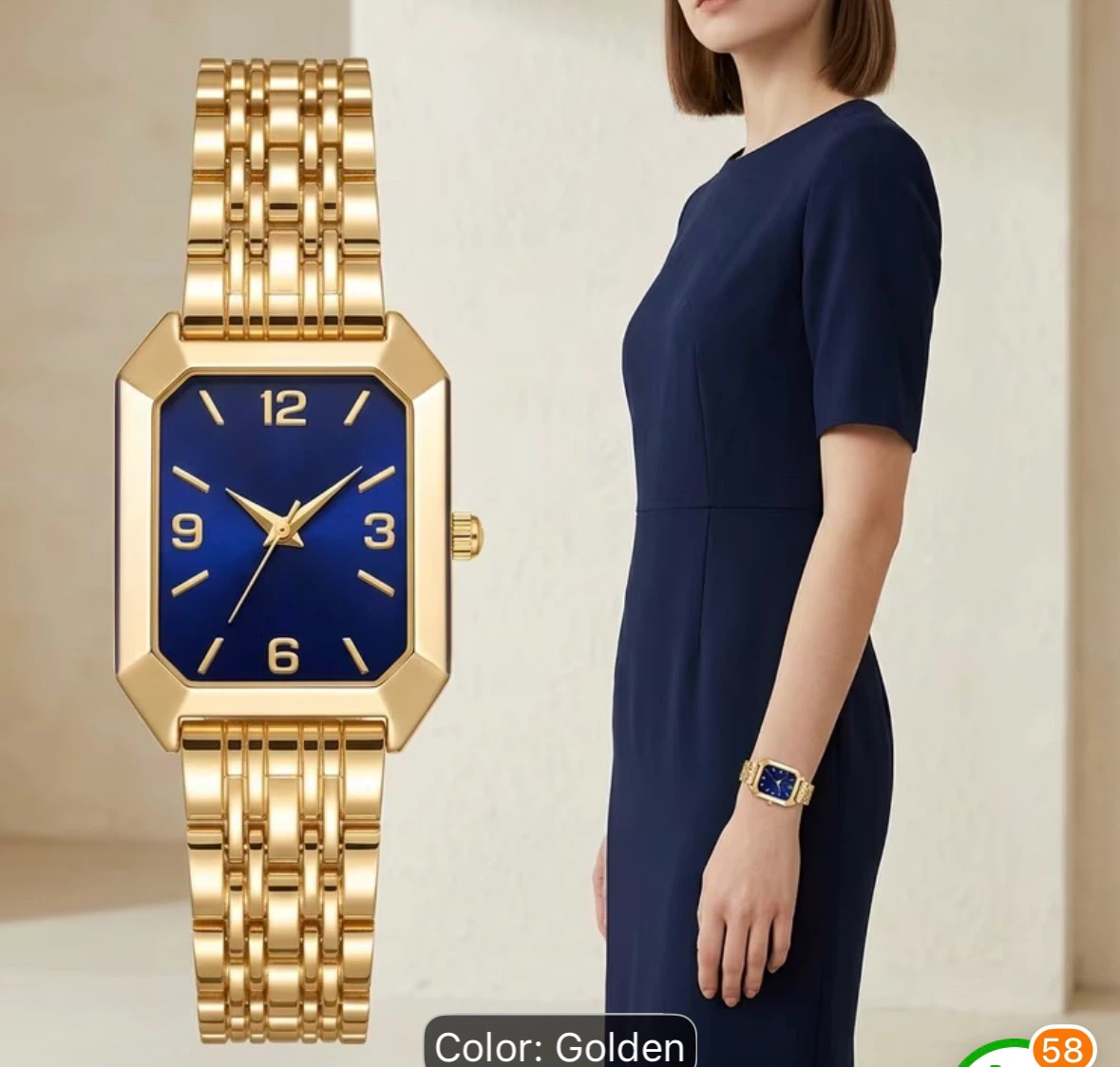 Gold Rectangular Face Watch - photo 5