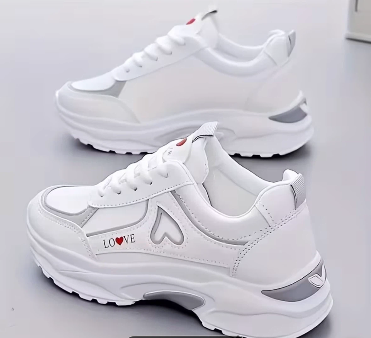 White & Pink "LOVE" Heart Sneakers - photo 2
