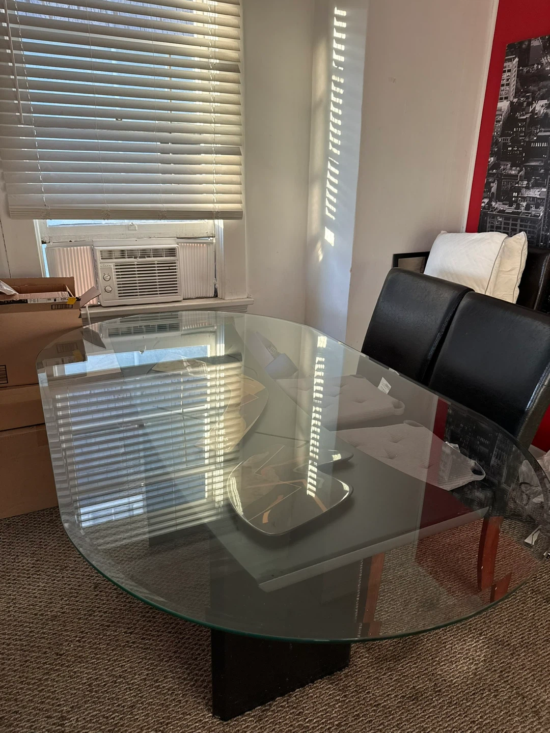 Glass top dining table