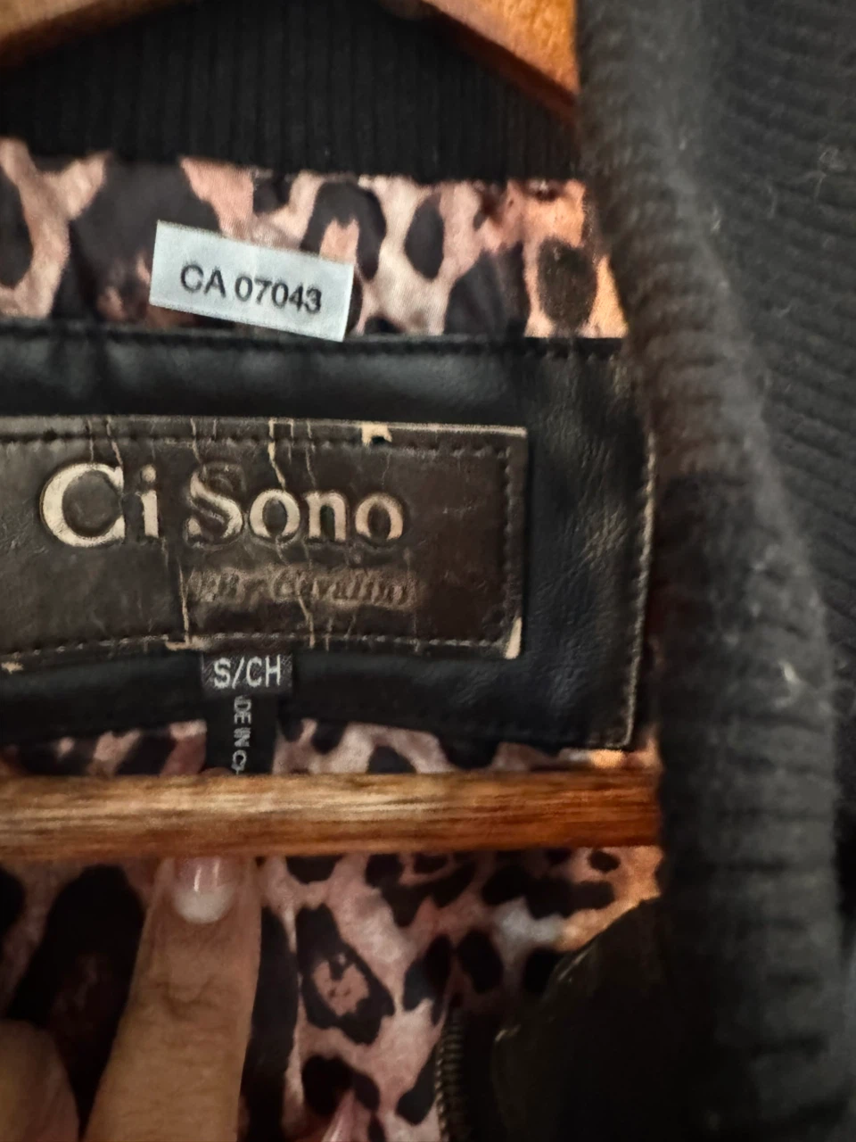 Black Faux Leather Jacket with Leopard Print Lining - photo 4