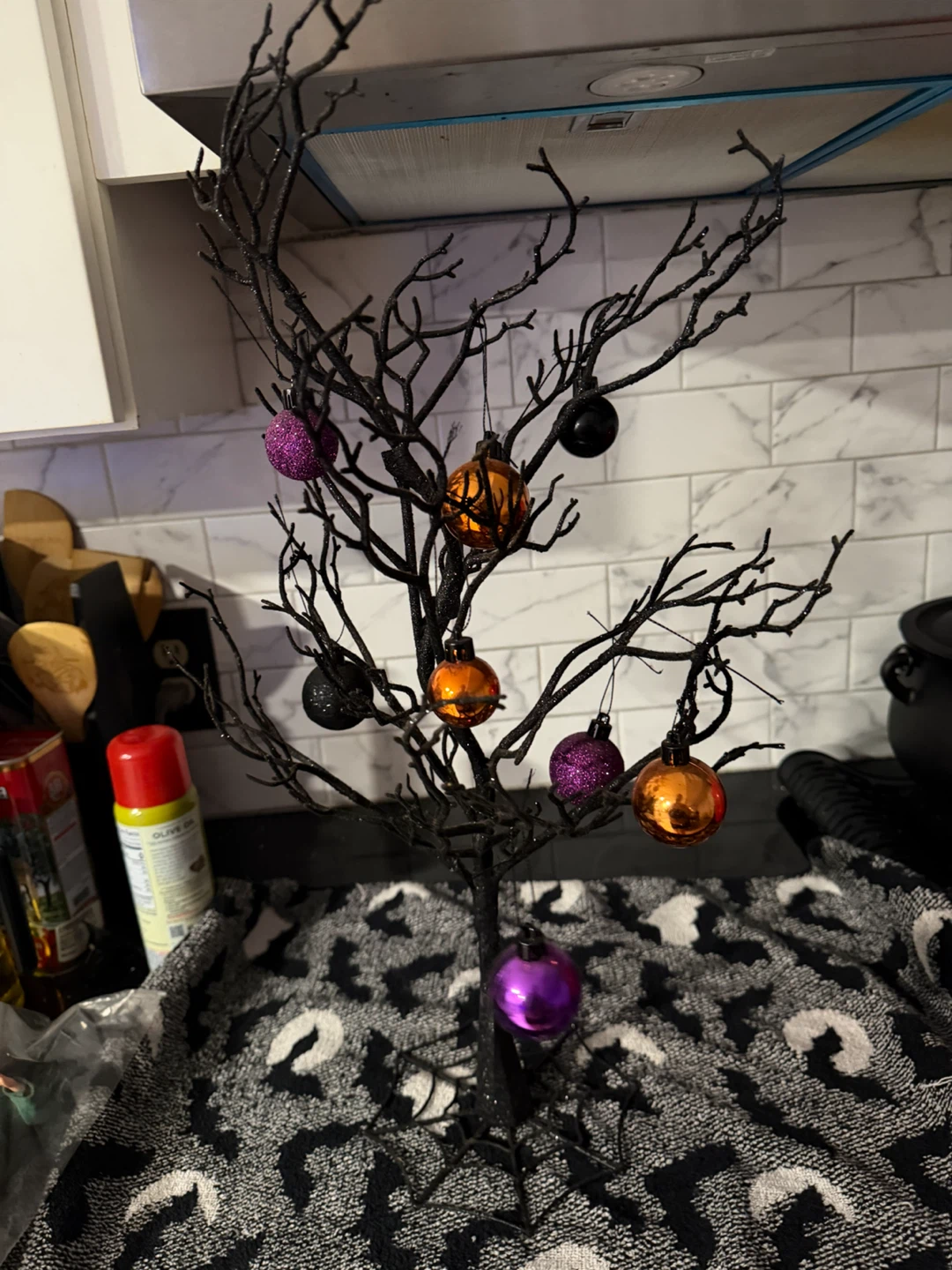 Black Halloween Tree with Ornaments
