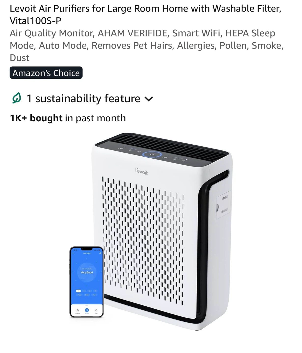 Levoıt Vital 100S-P Smart Air Purifier - photo 2