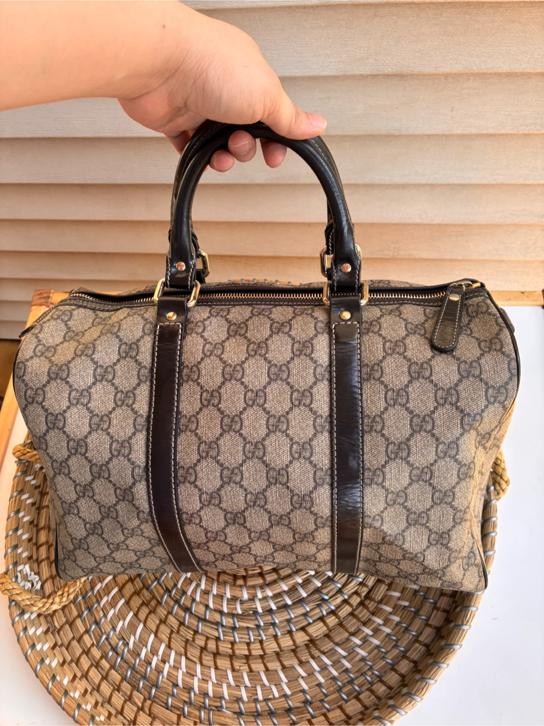 Gucci Brown GG Supreme Canvas Satchel  ( with entrupy) - photo 2