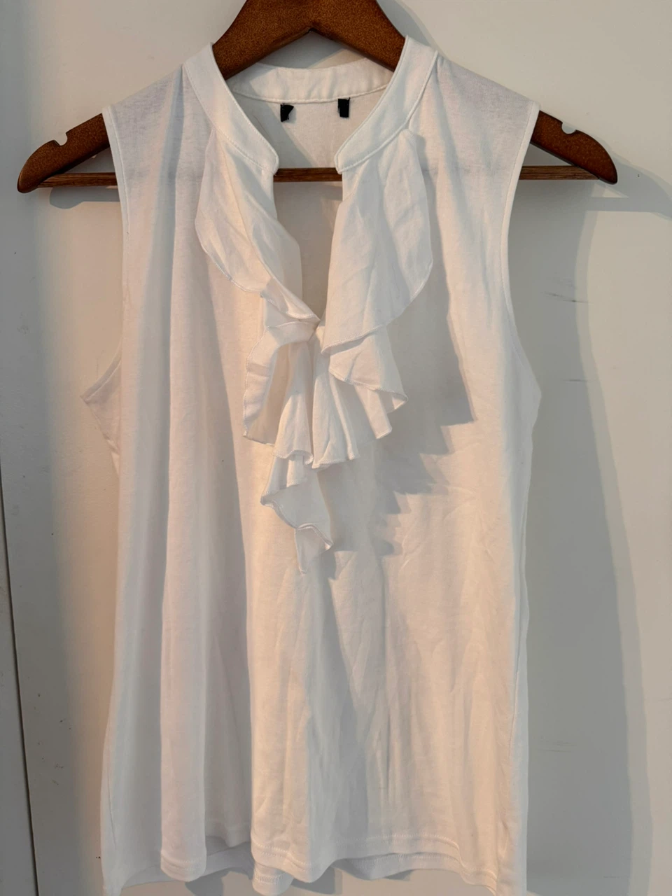 White Sleeveless Ruffle Top