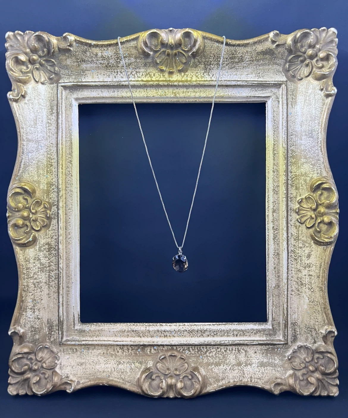 Vintage European Sterling Silver Smoky Quartz Necklace