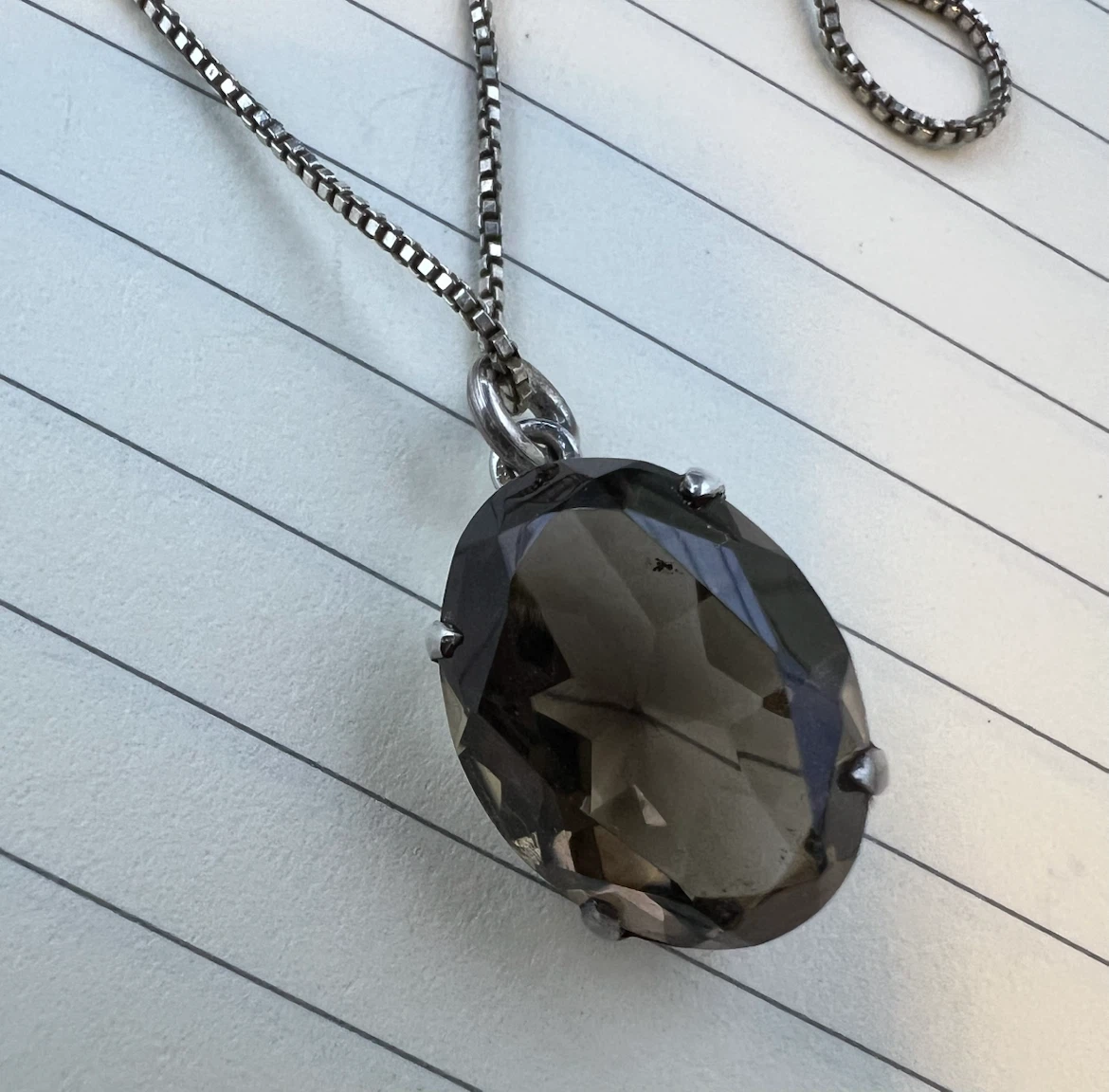Vintage European Sterling Silver Smoky Quartz Necklace - photo 3