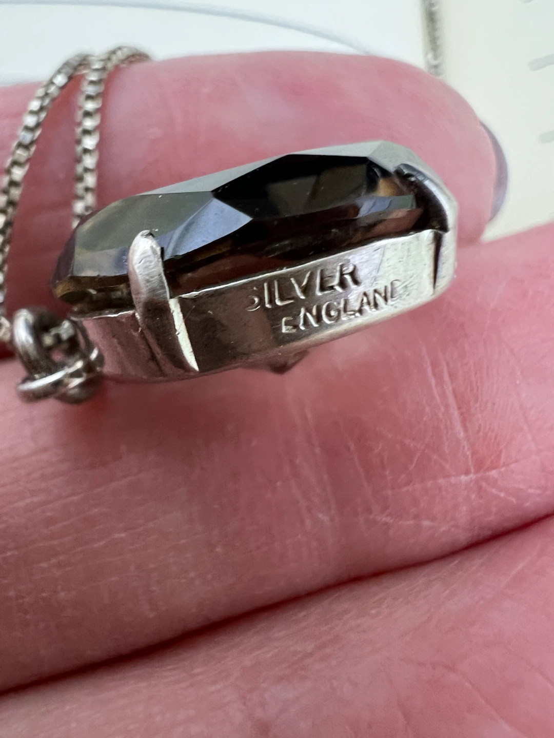 Vintage European Sterling Silver Smoky Quartz Necklace - photo 5
