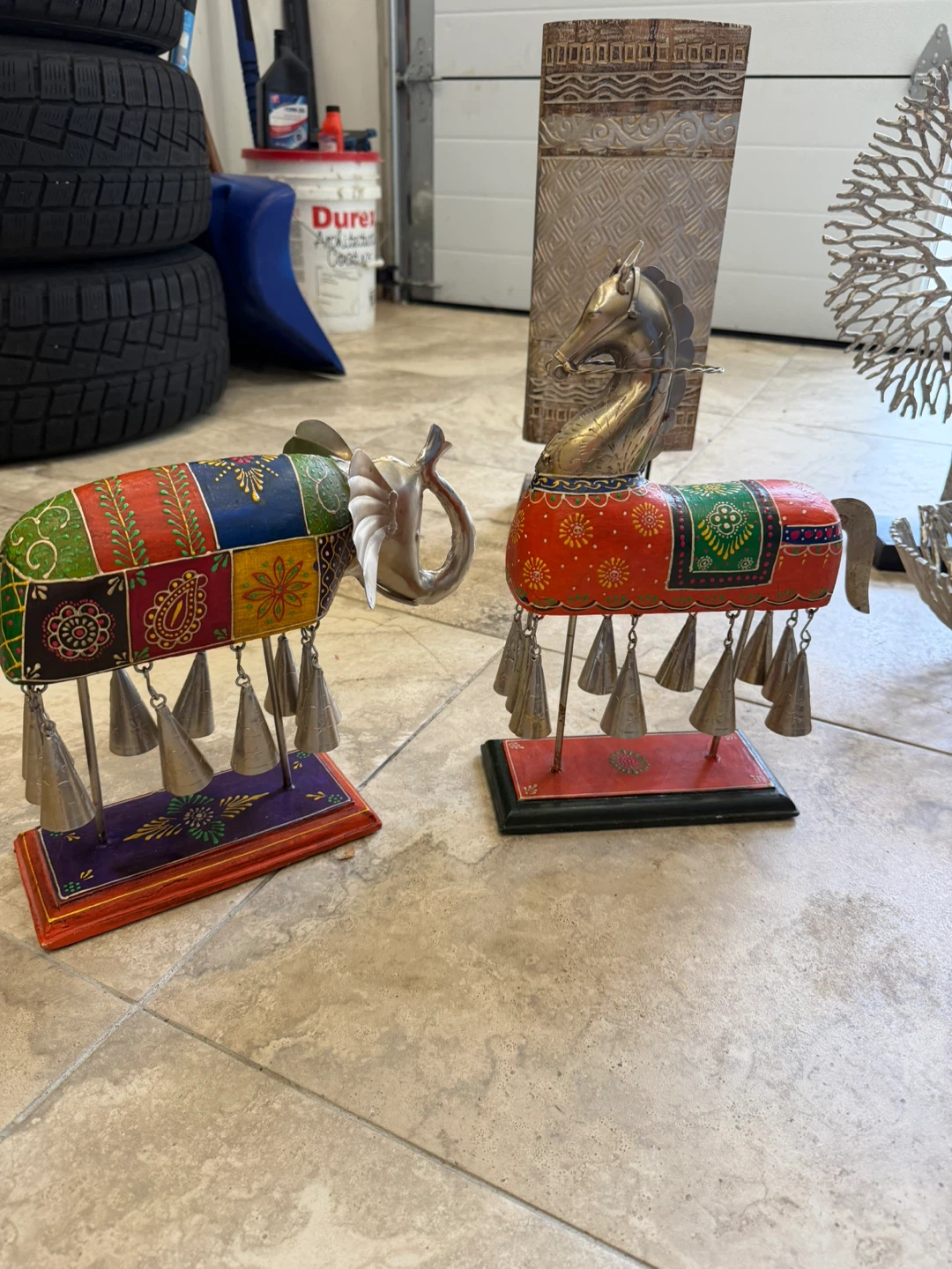 Decorated Elephant and Horse with Bells