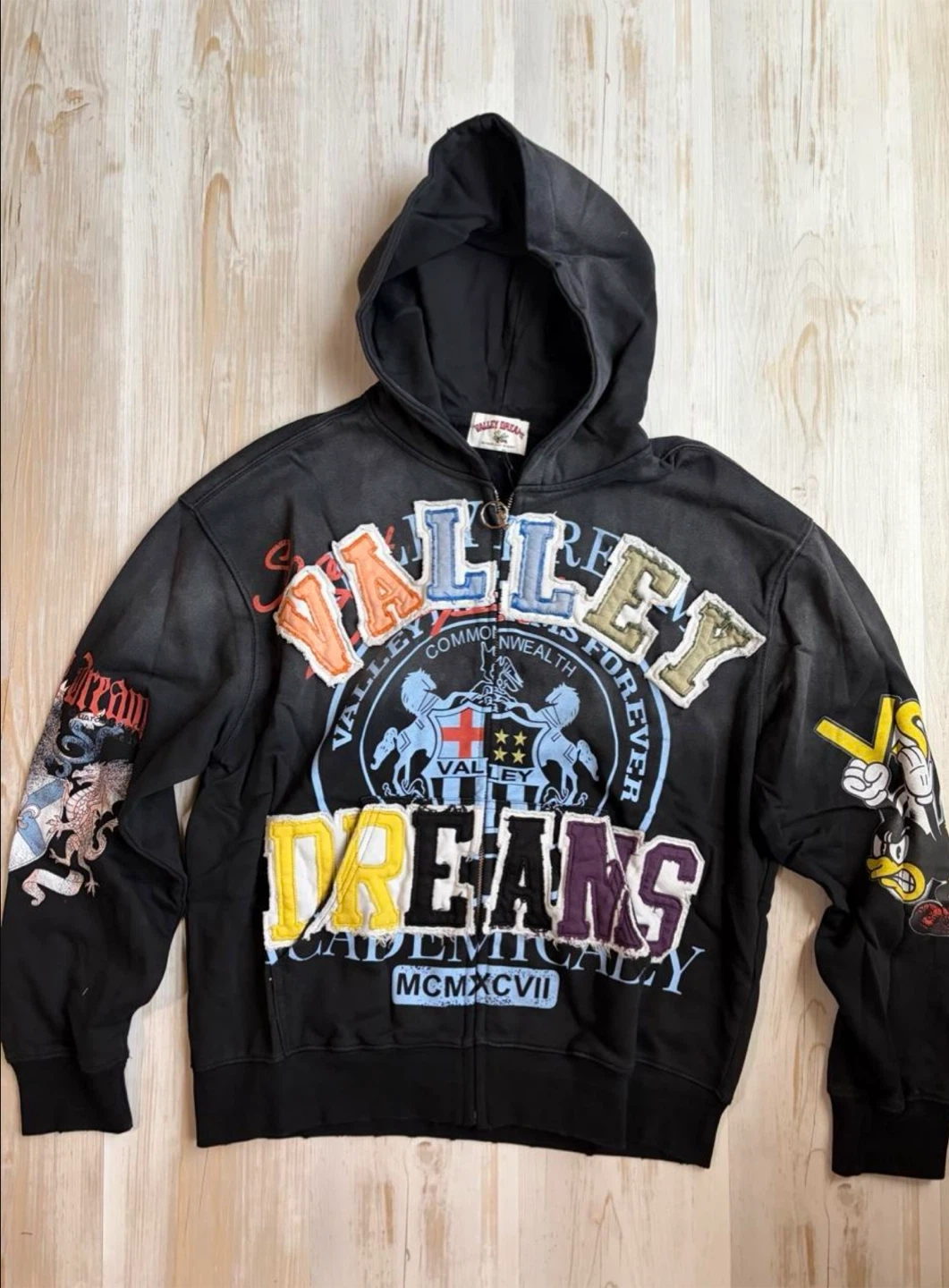 Valley Dreams Black Graphic Hoodie