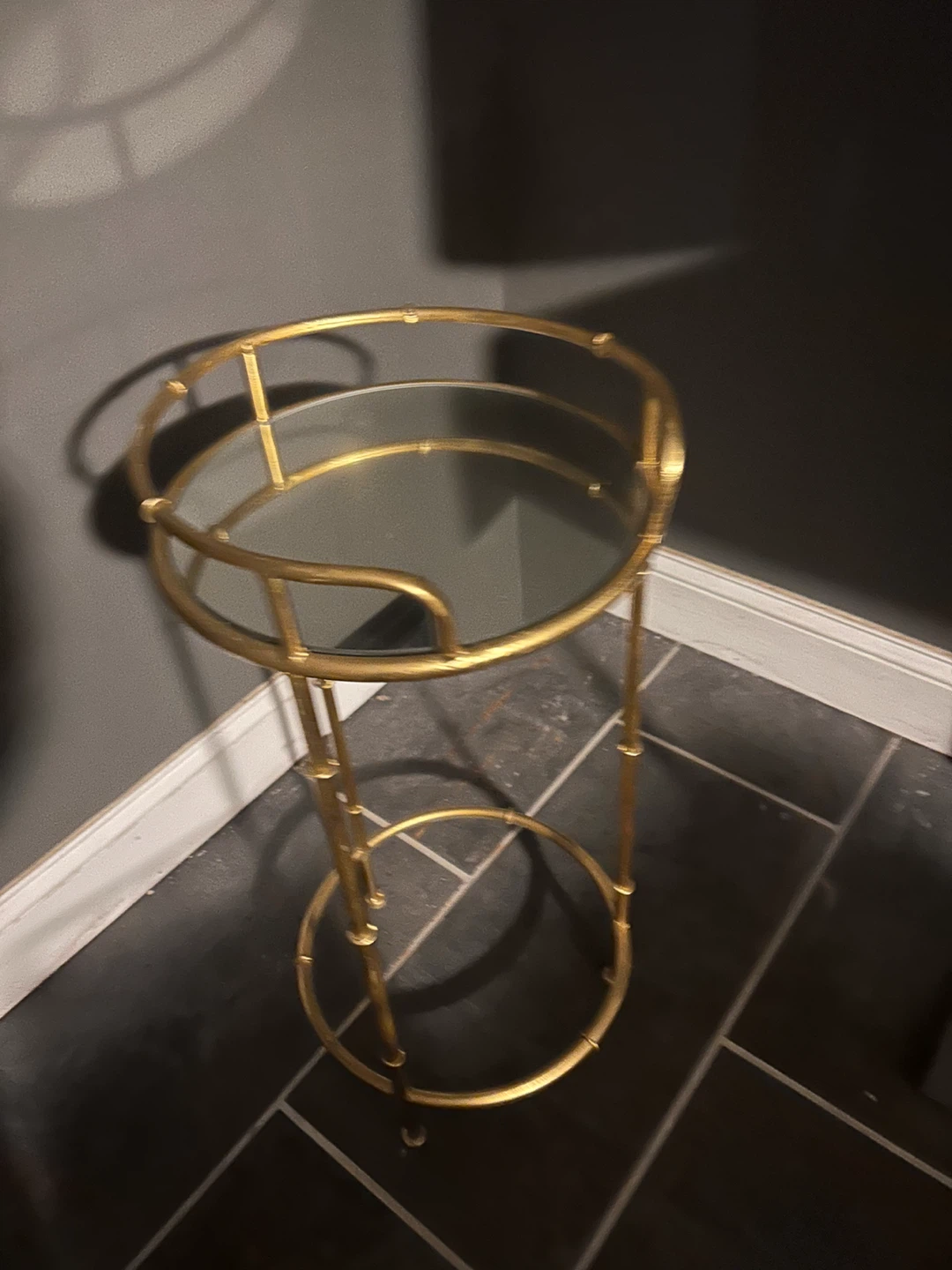 Gold Metal Side Table Set with Mirrored Tops - photo 2