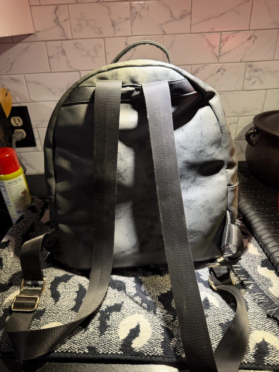 Black Faux Leather Backpack - photo 2