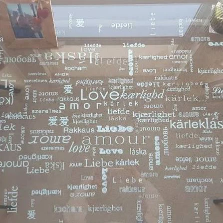 Glass Table Top with "Love" in Multiple Languages - photo 3