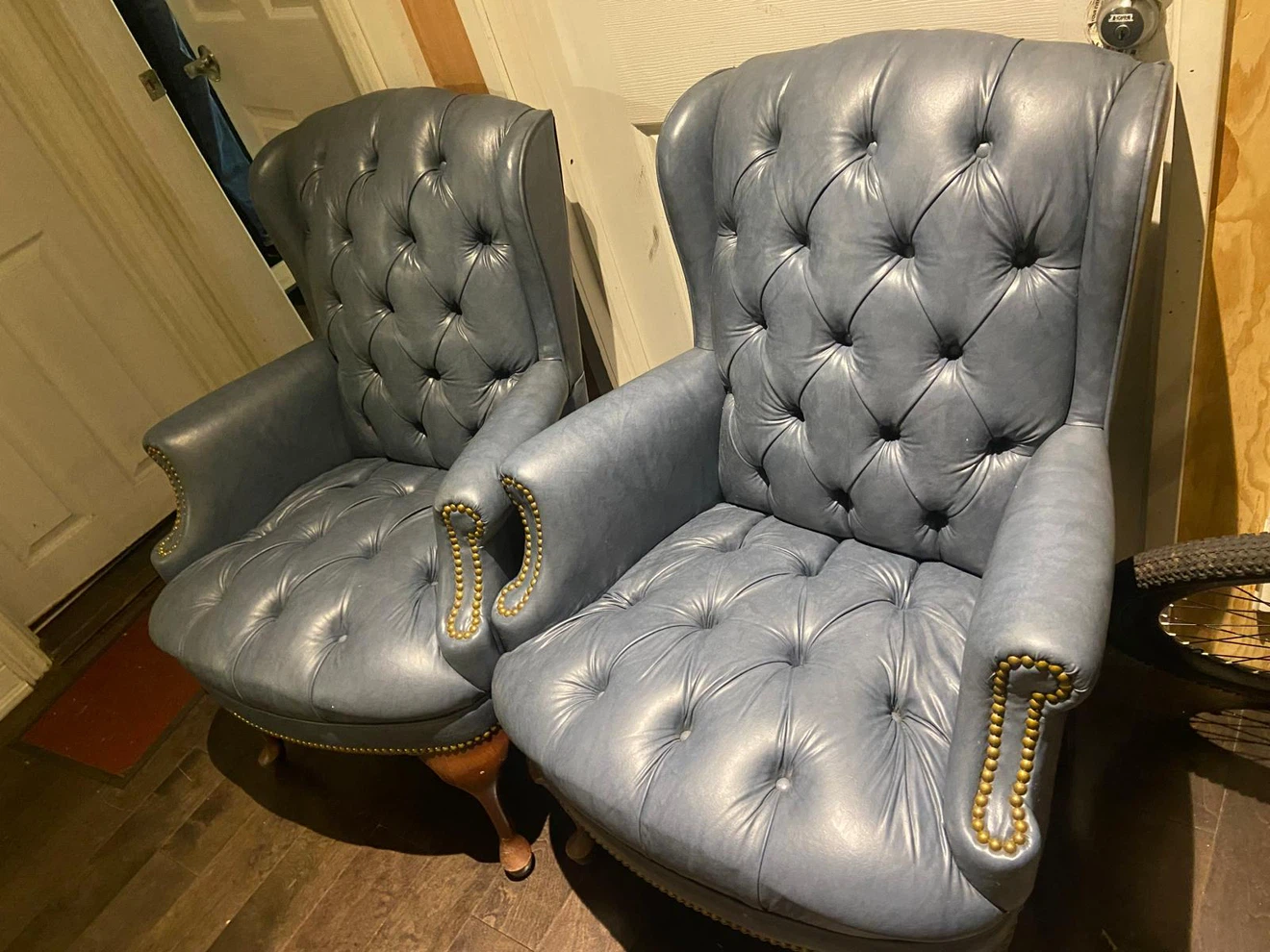 Blue Tufted Wingback Chairs (Set of 2)