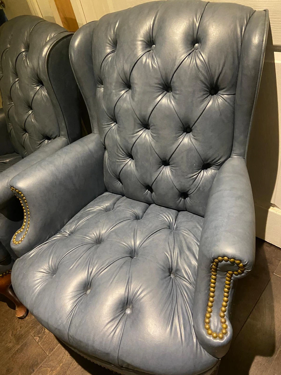 Blue Tufted Wingback Chairs (Set of 2) - photo 2