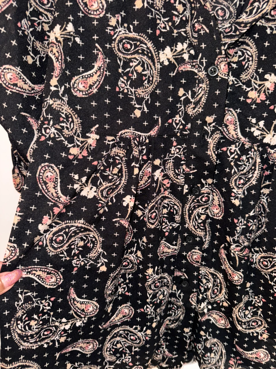 Black Paisley Print Button-Up Shirt - photo 3