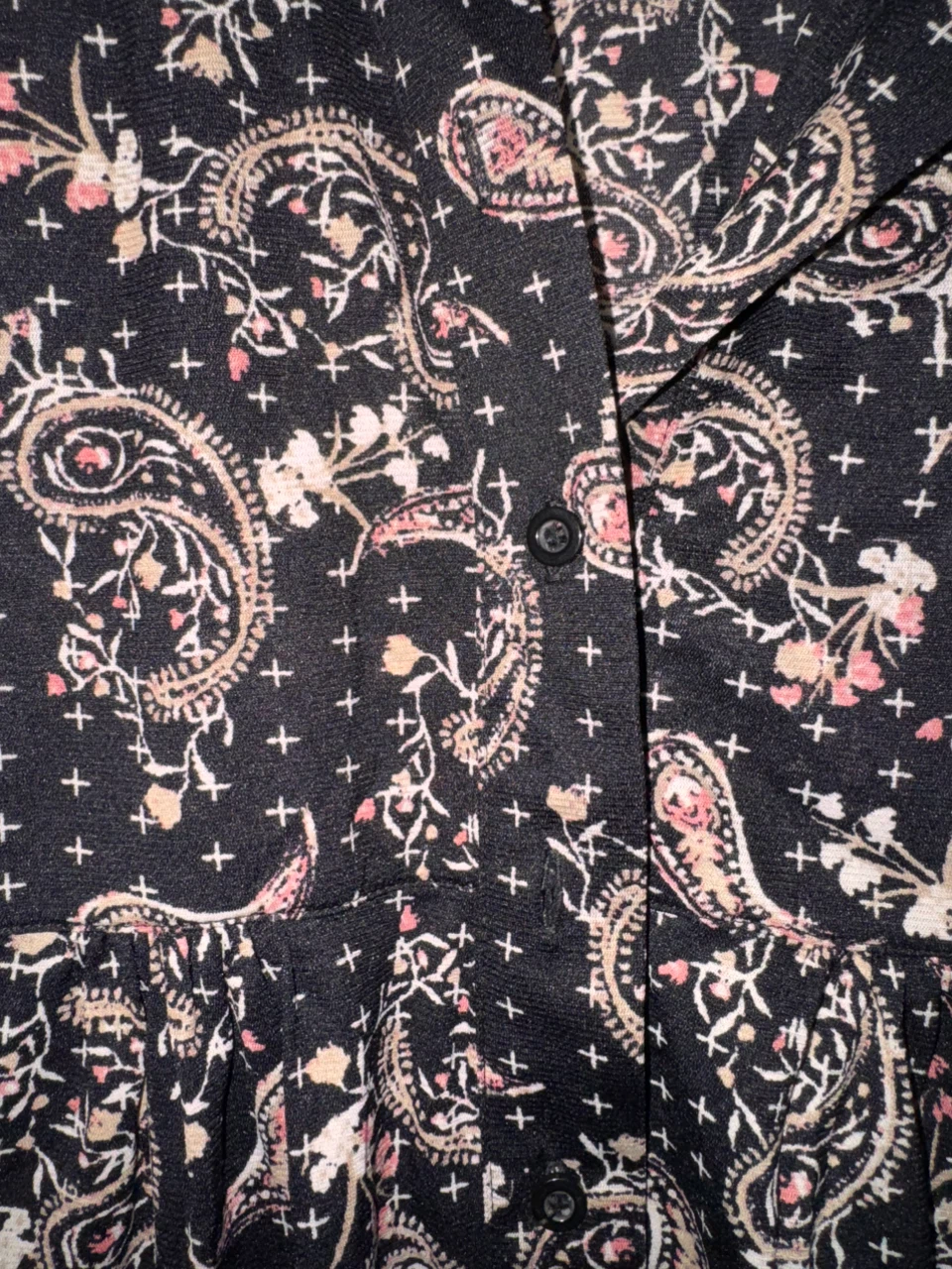 Black Paisley Print Button-Up Shirt - photo 5