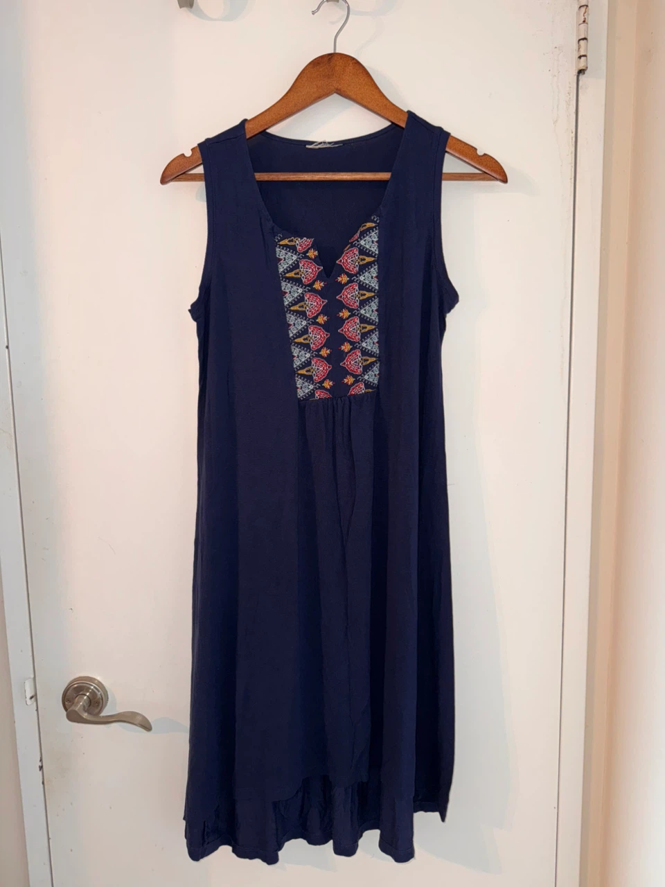 Women's Navy Blue Embroidered Dress