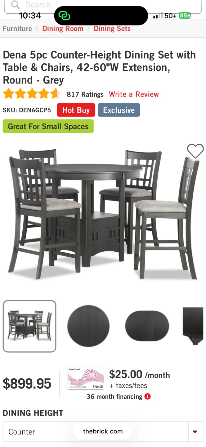 Round Counter Height Dining Set with Extension Leaf - 4 chairs - photo 2