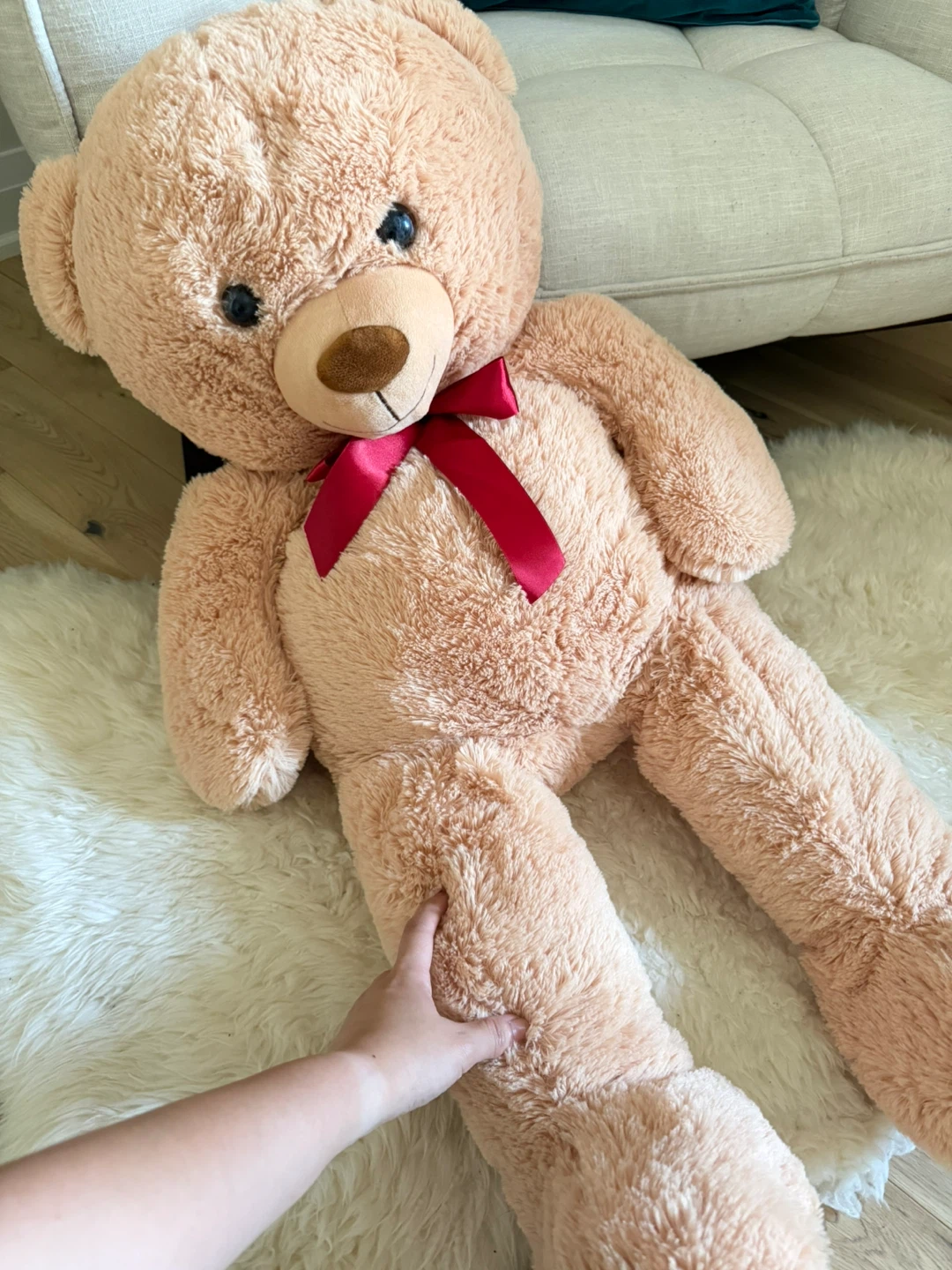 Toyrus Large Plush Teddy Bear with Red Bow