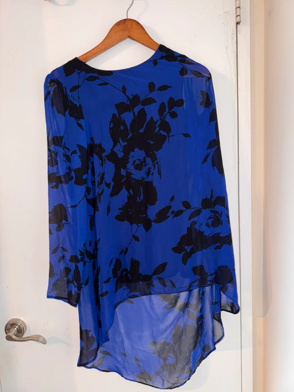 Royal Blue Floral Sheer Tunic Top