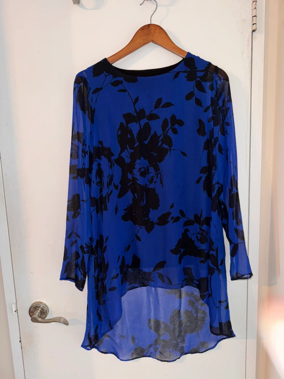 Royal Blue Floral Sheer Tunic Top - photo 2