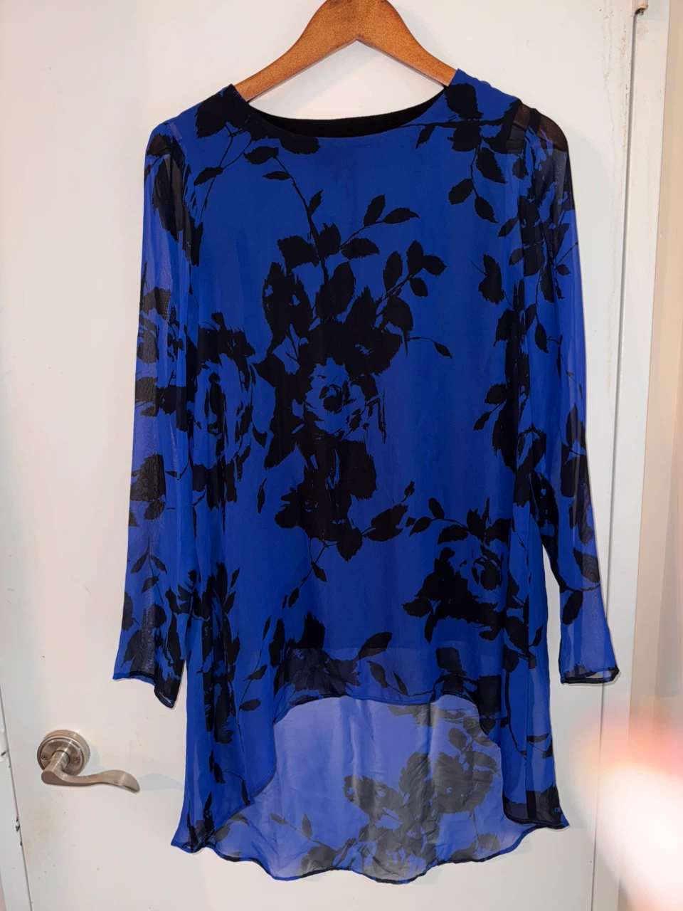 Royal Blue Floral Sheer Tunic Top - photo 5