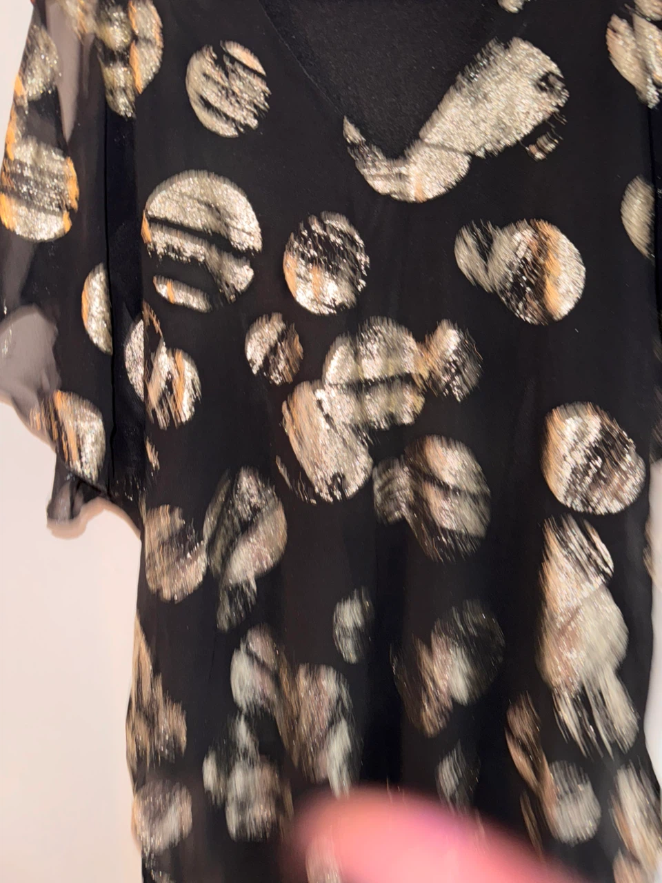 Black Cold Shoulder Top with Metallic Print - photo 2