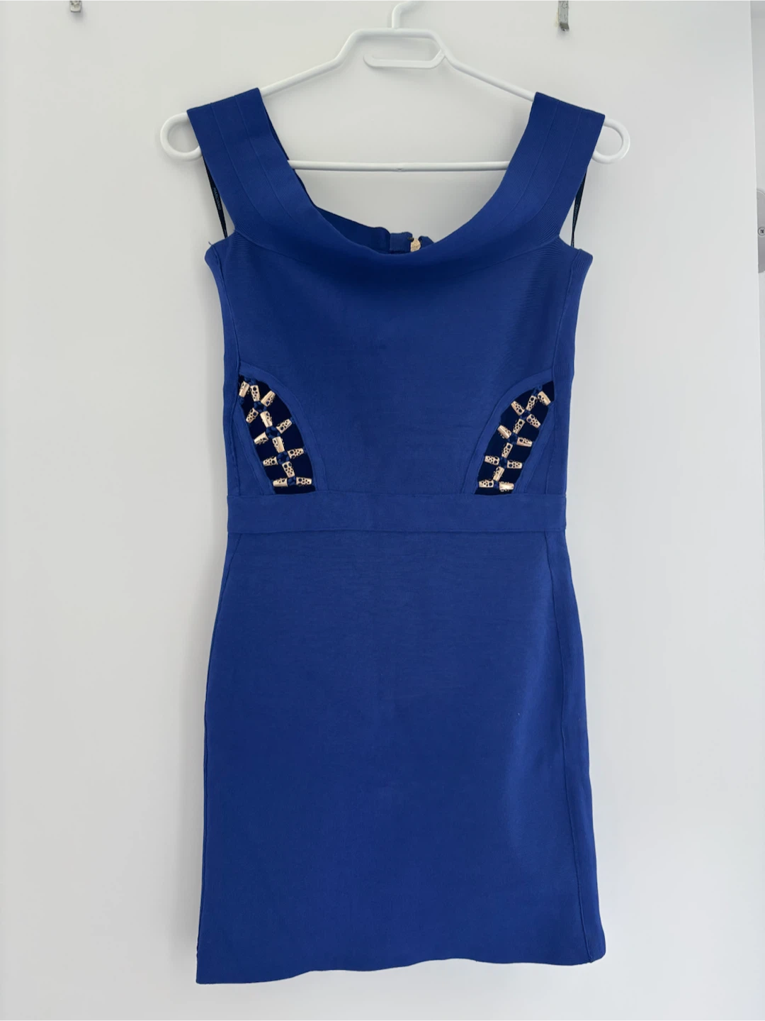 Cobalt Blue Off-the-Shoulder Dress with Cutout Details - Size M