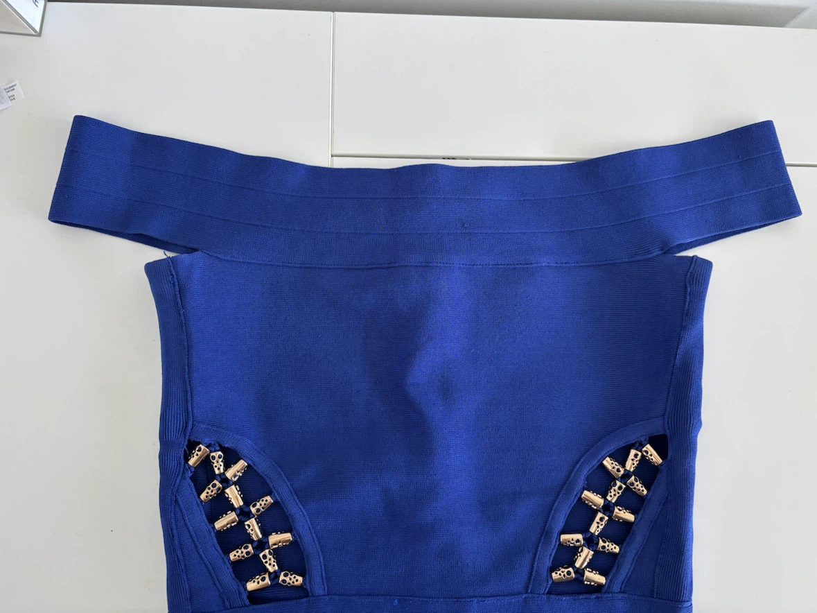 Cobalt Blue Off-the-Shoulder Dress with Cutout Details - Size M - photo 3