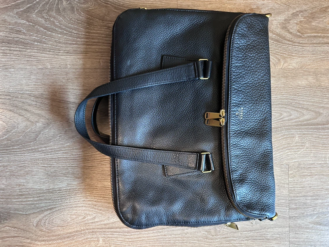 Fossil Black Leather Laptop Bag