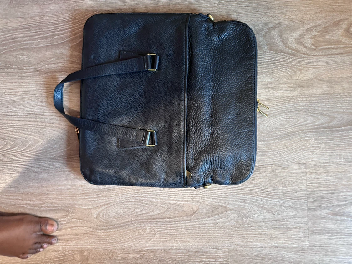 Fossil Black Leather Laptop Bag - photo 4