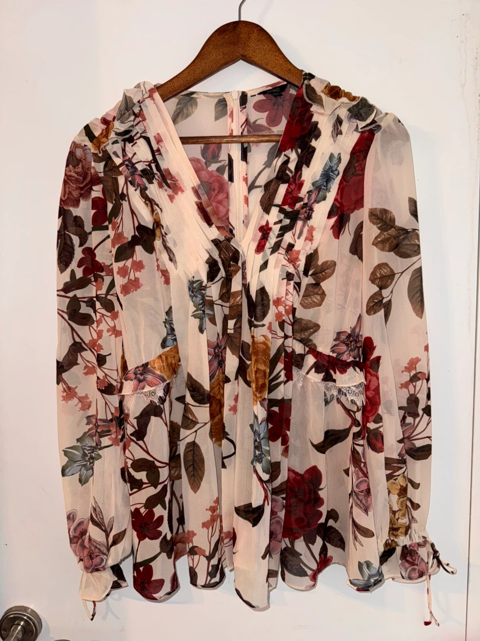 Buffalo David Bitton Floral Print Sheer Blouse S/P