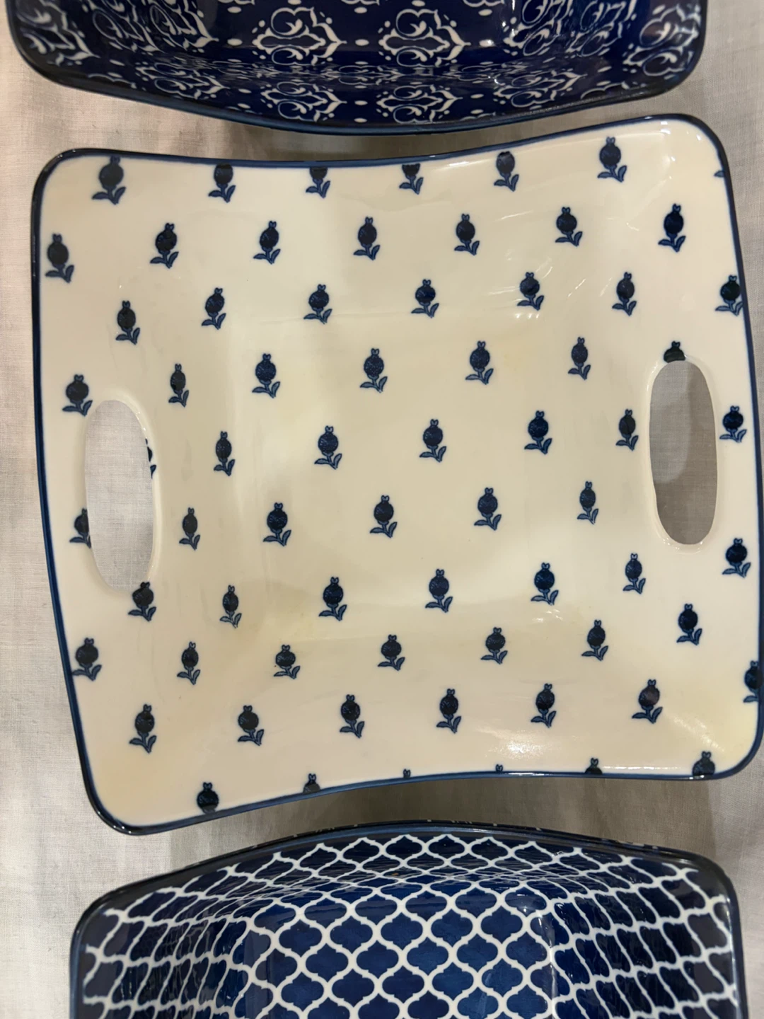 Set of 3 Blue and White Serving bowls - photo 2